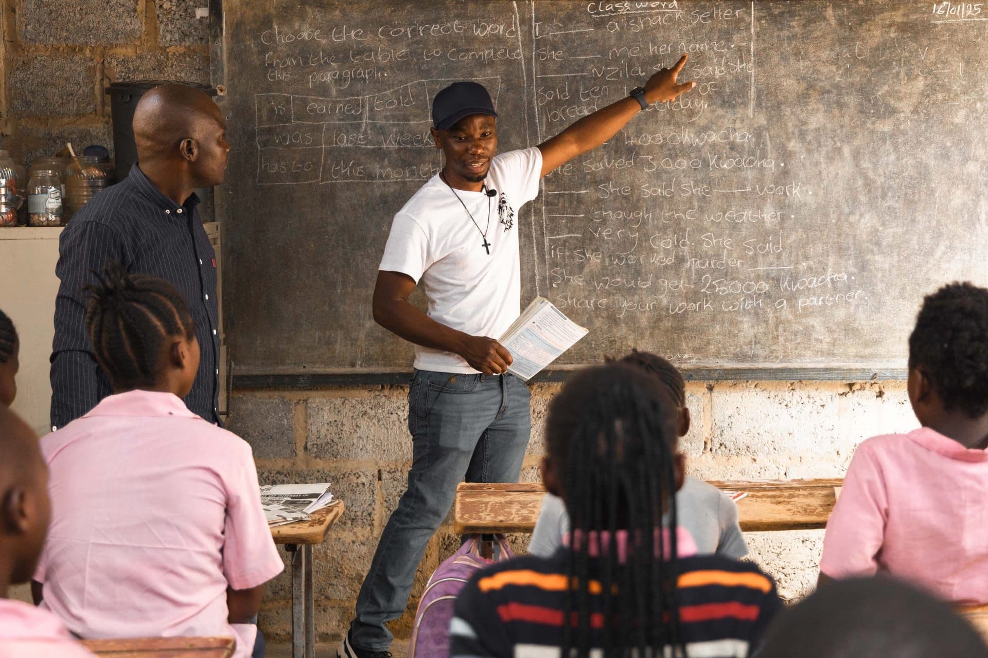 Teaching in a classroom in Zambia