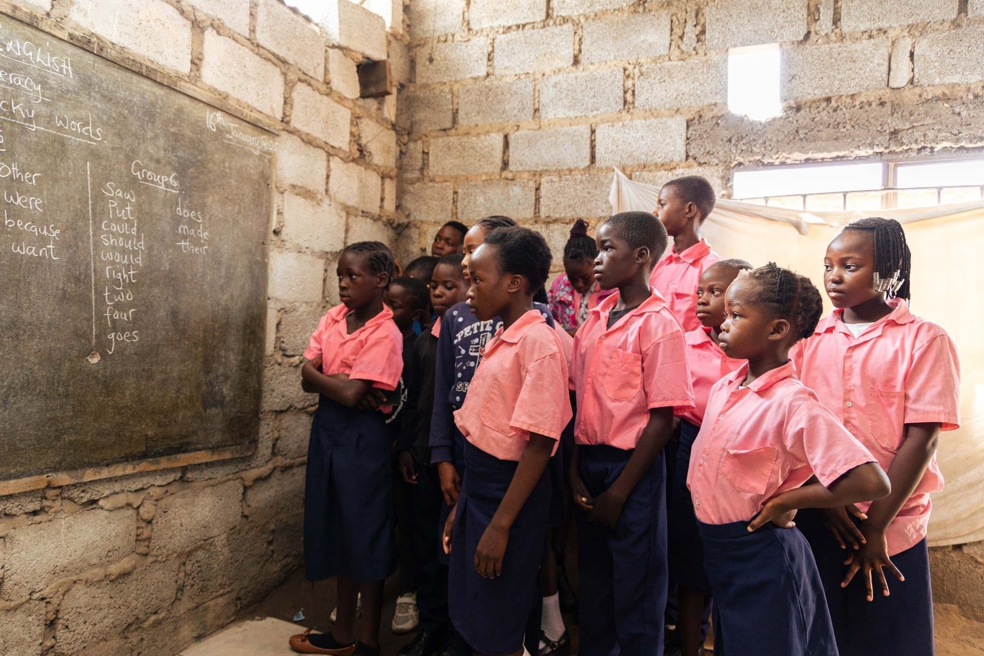 Students using computers at a Zambian school